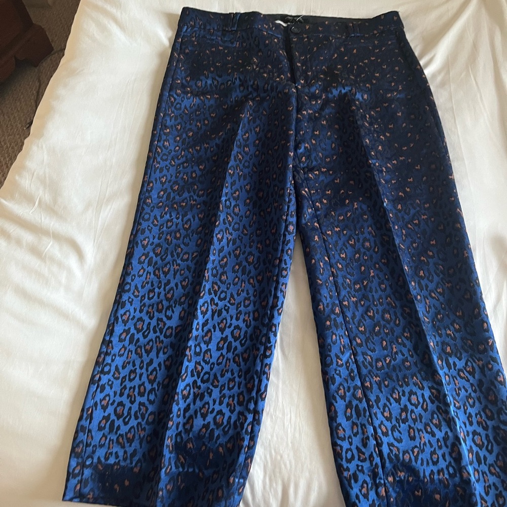 Banana Republic Blue Leopard Print Cropped Pants